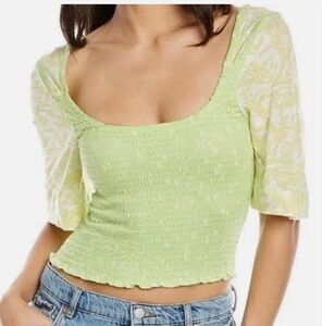 FREE PEOPLE Marigold Smocked Cropped Blouse - Small